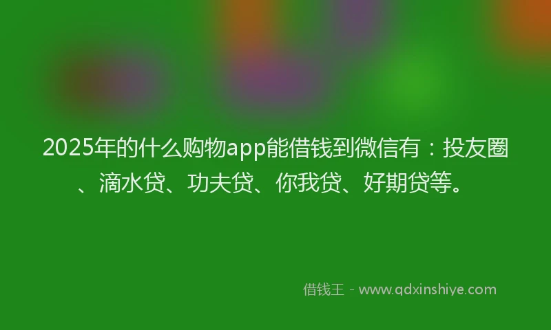 2025年的什么购物app能借钱到微信有：投友圈、滴水贷、功夫贷、你我贷、好期贷等。