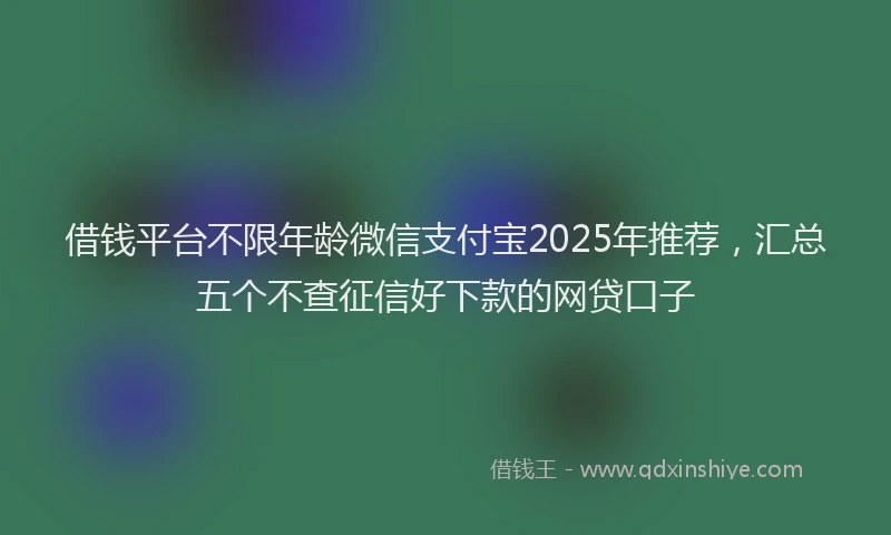 借钱平台不限年龄微信支付宝2025年推荐，汇总五个不查征信好下款的网贷口子