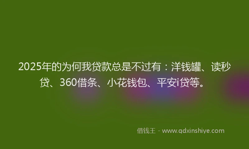 2025年的为何我贷款总是不过有：洋钱罐、读秒贷、360借条、小花钱包、平安i贷等。