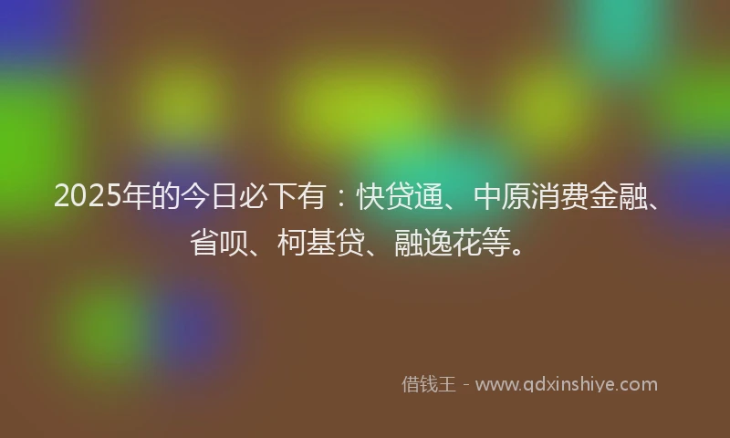 2025年的今日必下有：快贷通、中原消费金融、省呗、柯基贷、融逸花等。