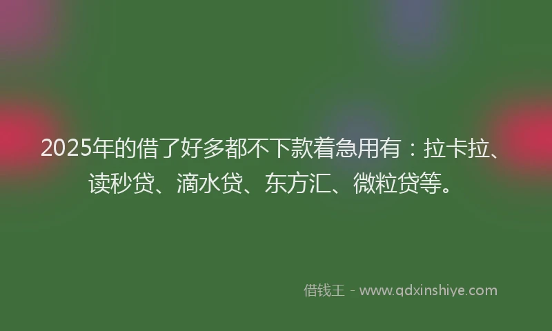 2025年的借了好多都不下款着急用有：拉卡拉、读秒贷、滴水贷、东方汇、微粒贷等。