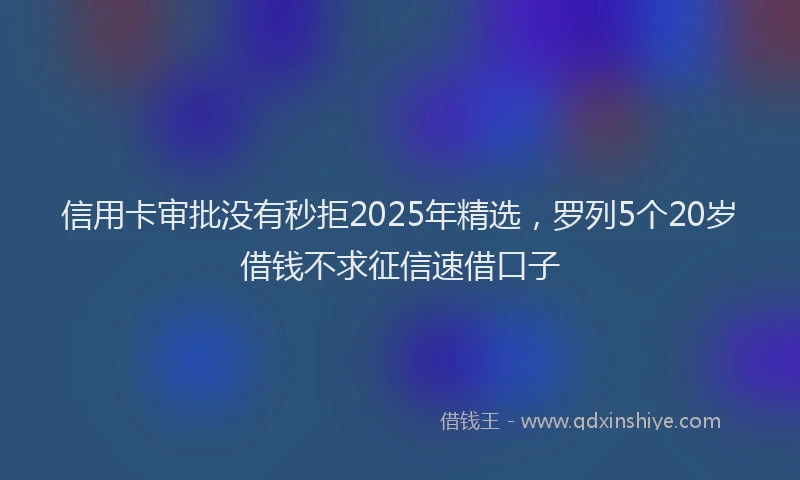 信用卡审批没有秒拒2025年精选，罗列5个20岁借钱不求征信速借口子