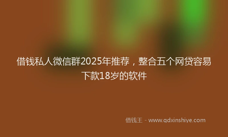 借钱私人微信群2025年推荐，整合五个网贷容易下款18岁的软件