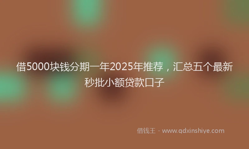 借5000块钱分期一年2025年推荐，汇总五个最新秒批小额贷款口子