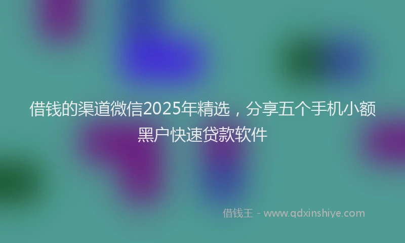 借钱的渠道微信2025年精选，分享五个手机小额黑户快速贷款软件