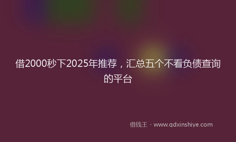借2000秒下2025年推荐，汇总五个不看负债查询的平台