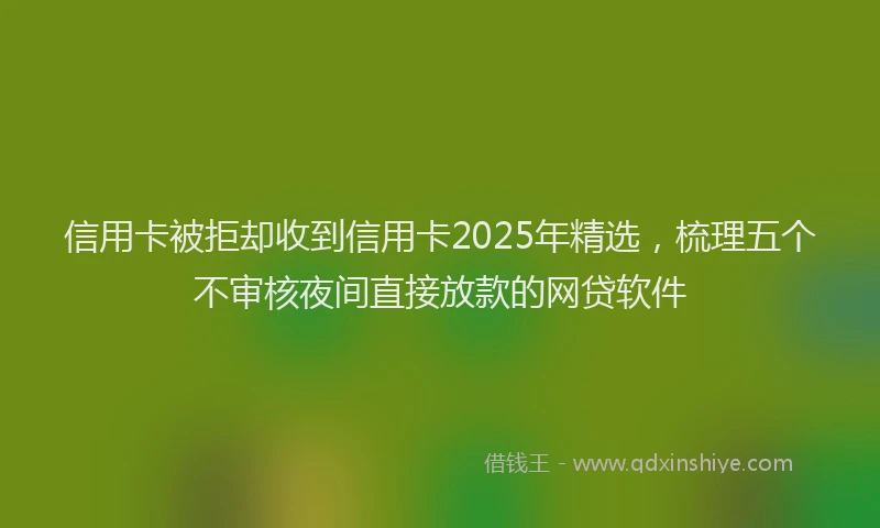 信用卡被拒却收到信用卡2025年精选，梳理五个不审核夜间直接放款的网贷软件