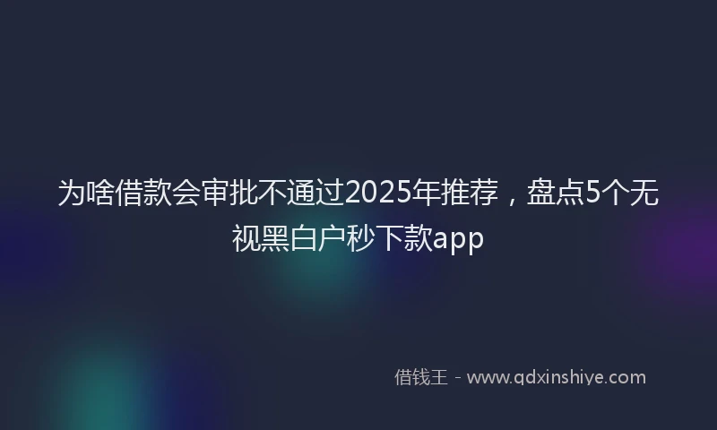 为啥借款会审批不通过2025年推荐，盘点5个无视黑白户秒下款app