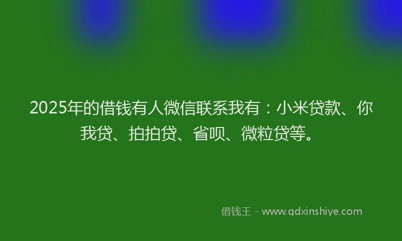 2025年的借钱有人微信联系我有：小米贷款、你我贷、拍拍贷、省呗、微粒贷等。