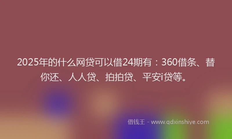 2025年的什么网贷可以借24期有：360借条、替你还、人人贷、拍拍贷、平安i贷等。