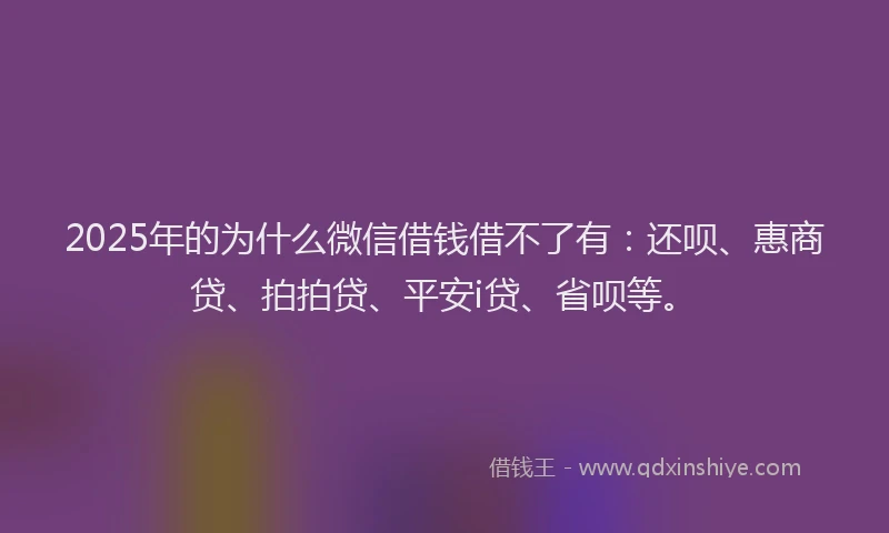 2025年的为什么微信借钱借不了有：还呗、惠商贷、拍拍贷、平安i贷、省呗等。