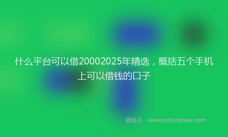 什么平台可以借20002025年精选，概括五个手机上可以借钱的口子