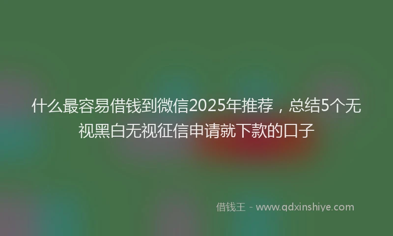 什么最容易借钱到微信2025年推荐，总结5个无视黑白无视征信申请就下款的口子