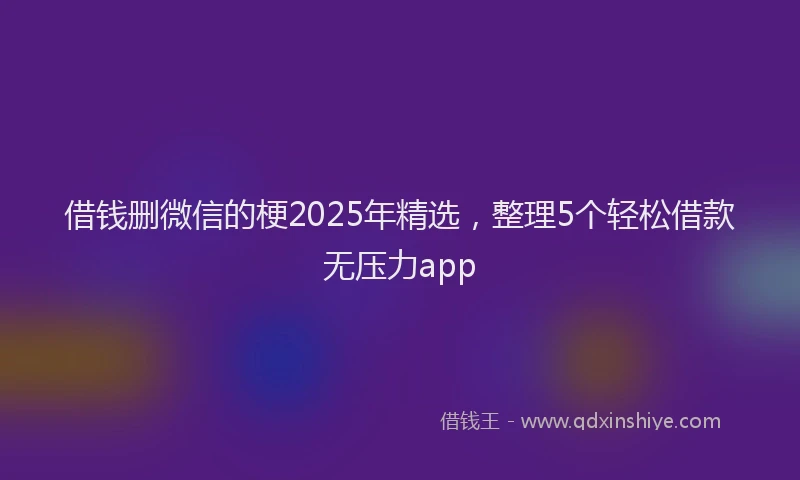借钱删微信的梗2025年精选，整理5个轻松借款无压力app
