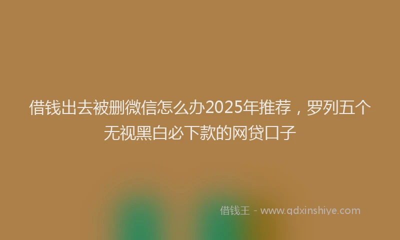 借钱出去被删微信怎么办2025年推荐，罗列五个无视黑白必下款的网贷口子