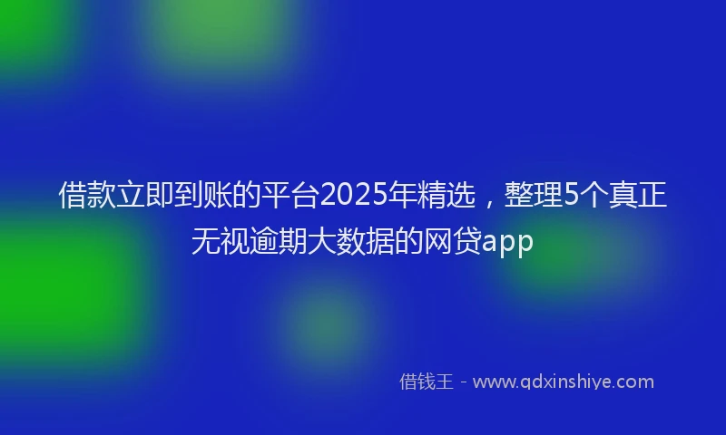 借款立即到账的平台2025年精选，整理5个真正无视逾期大数据的网贷app