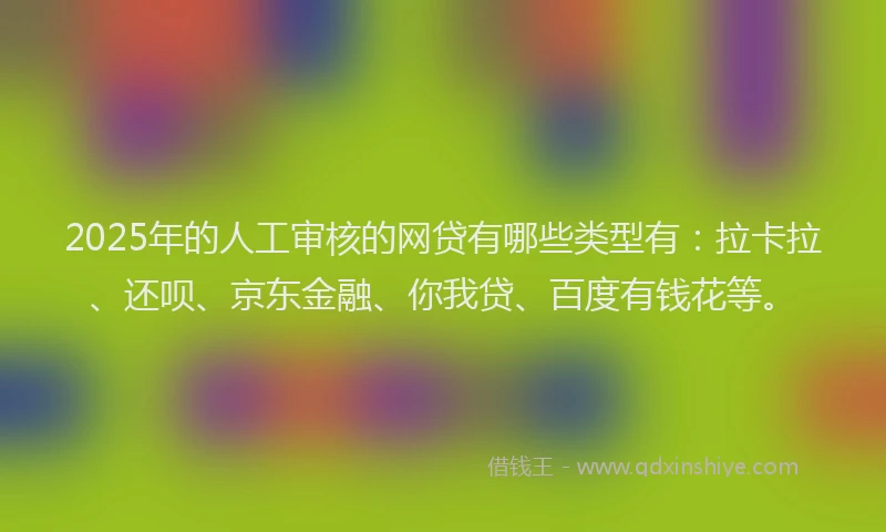 2025年的人工审核的网贷有哪些类型有：拉卡拉、还呗、京东金融、你我贷、百度有钱花等。
