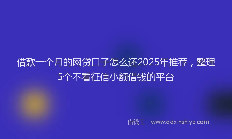 借款一个月的网贷口子怎么还2025年推荐，整理5个不看征信小额借钱的平台