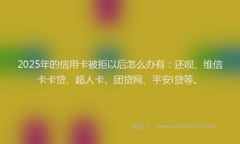 2025年的信用卡被拒以后怎么办有：还呗、维信卡卡贷、超人卡、团贷网、平安i贷等。