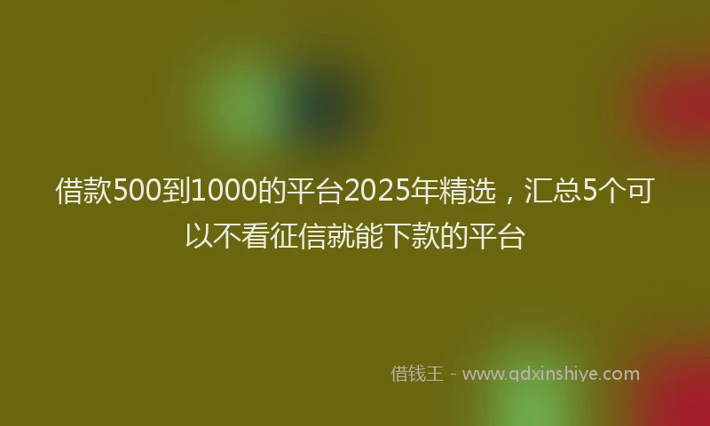 借款500到1000的平台2025年精选，汇总5个可以不看征信就能下款的平台