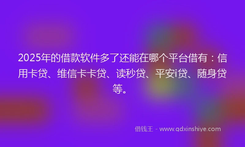 2025年的借款软件多了还能在哪个平台借有：信用卡贷、维信卡卡贷、读秒贷、平安i贷、随身贷等。