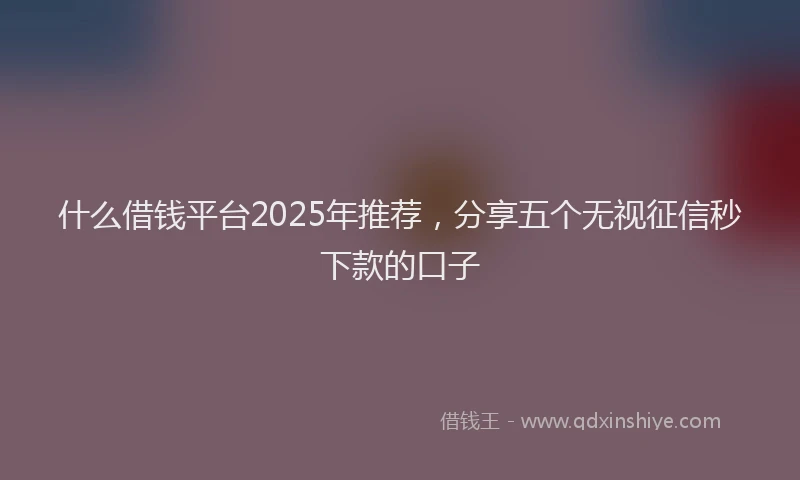 什么借钱平台2025年推荐，分享五个无视征信秒下款的口子