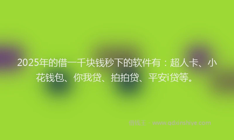 2025年的借一千块钱秒下的软件有：超人卡、小花钱包、你我贷、拍拍贷、平安i贷等。