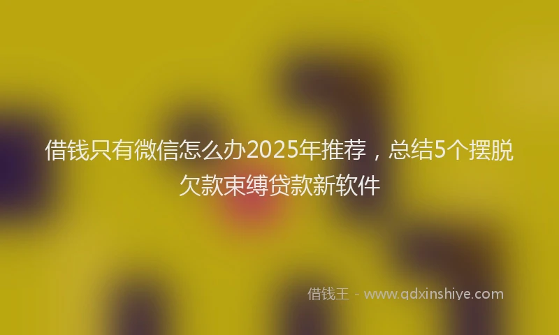 借钱只有微信怎么办2025年推荐，总结5个摆脱欠款束缚贷款新软件