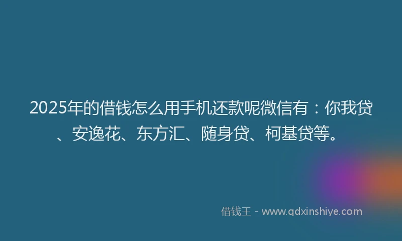 2025年的借钱怎么用手机还款呢微信有：你我贷、安逸花、东方汇、随身贷、柯基贷等。