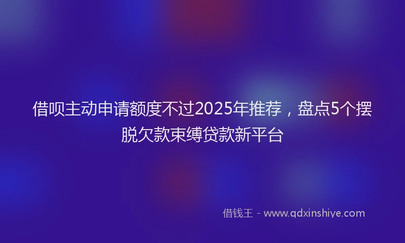 借呗主动申请额度不过2025年推荐，盘点5个摆脱欠款束缚贷款新平台