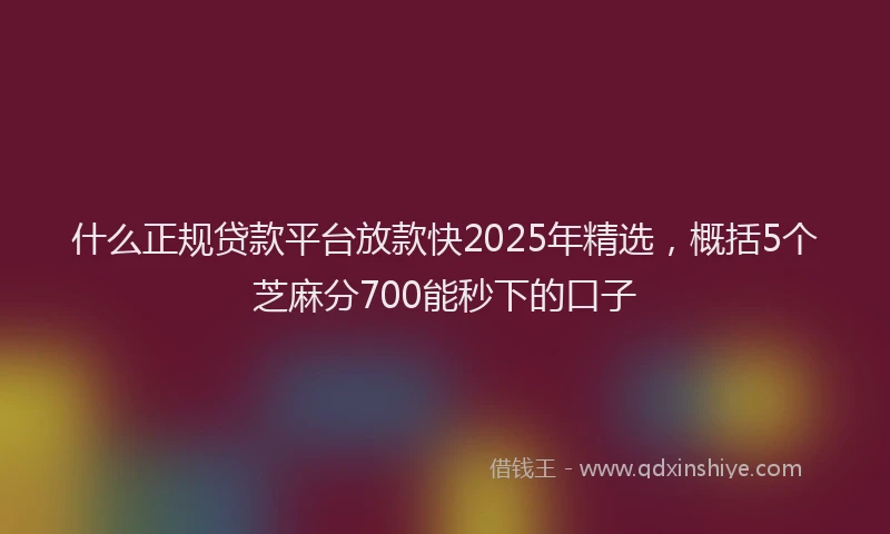 什么正规贷款平台放款快2025年精选，概括5个芝麻分700能秒下的口子