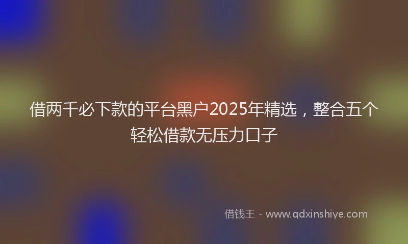 借两千必下款的平台黑户2025年精选，整合五个轻松借款无压力口子