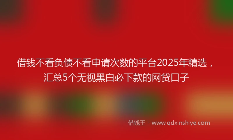 借钱不看负债不看申请次数的平台2025年精选，汇总5个无视黑白必下款的网贷口子