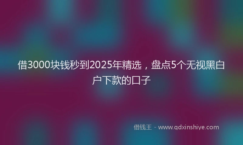 借3000块钱秒到2025年精选，盘点5个无视黑白户下款的口子