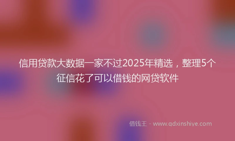 信用贷款大数据一家不过2025年精选，整理5个征信花了可以借钱的网贷软件