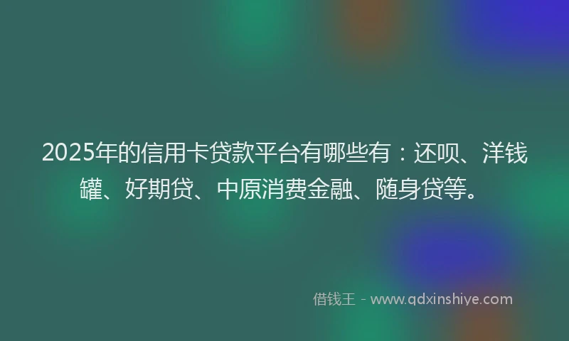 2025年的信用卡贷款平台有哪些有：还呗、洋钱罐、好期贷、中原消费金融、随身贷等。