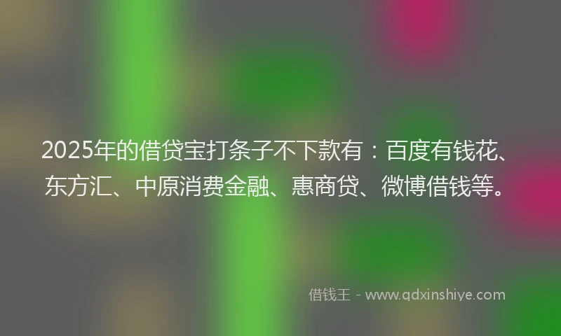 2025年的借贷宝打条子不下款有：百度有钱花、东方汇、中原消费金融、惠商贷、微博借钱等。