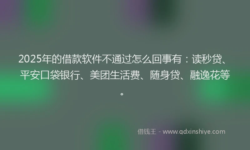 2025年的借款软件不通过怎么回事有：读秒贷、平安口袋银行、美团生活费、随身贷、融逸花等。
