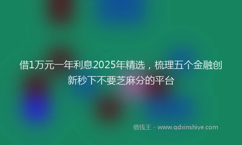 借1万元一年利息2025年精选，梳理五个金融创新秒下不要芝麻分的平台