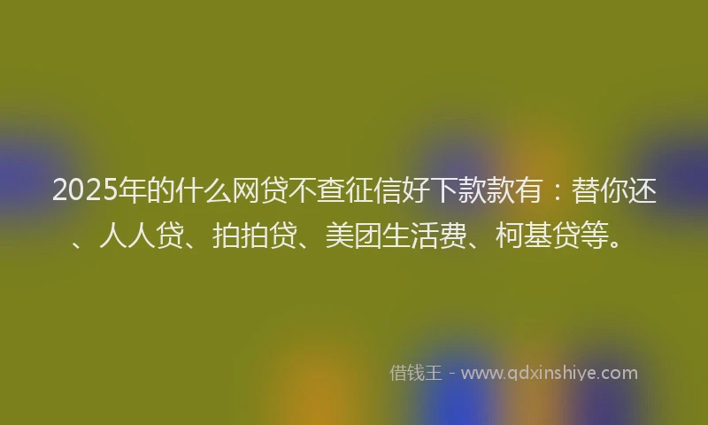 2025年的什么网贷不查征信好下款款有：替你还、人人贷、拍拍贷、美团生活费、柯基贷等。