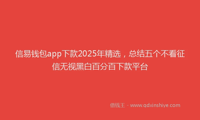信易钱包app下款2025年精选，总结五个不看征信无视黑白百分百下款平台