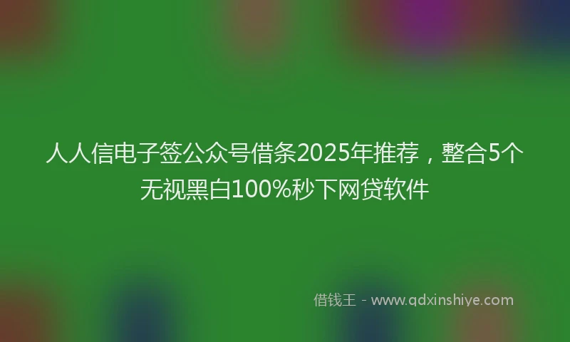 人人信电子签公众号借条2025年推荐，整合5个无视黑白100%秒下网贷软件