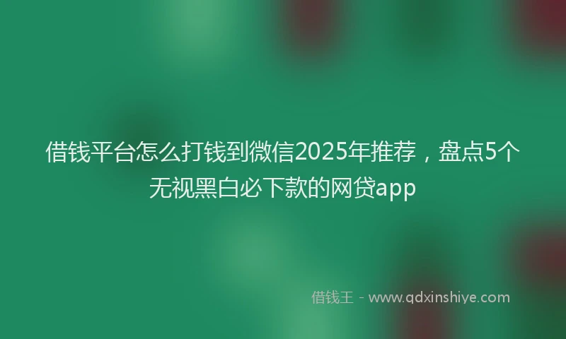 借钱平台怎么打钱到微信2025年推荐，盘点5个无视黑白必下款的网贷app