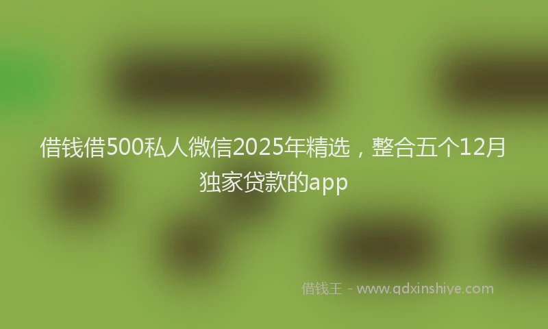 借钱借500私人微信2025年精选，整合五个12月独家贷款的app