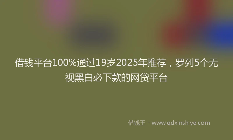 借钱平台100%通过19岁2025年推荐，罗列5个无视黑白必下款的网贷平台