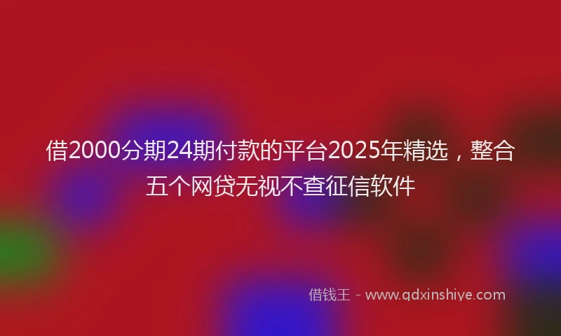 借2000分期24期付款的平台2025年精选，整合五个网贷无视不查征信软件