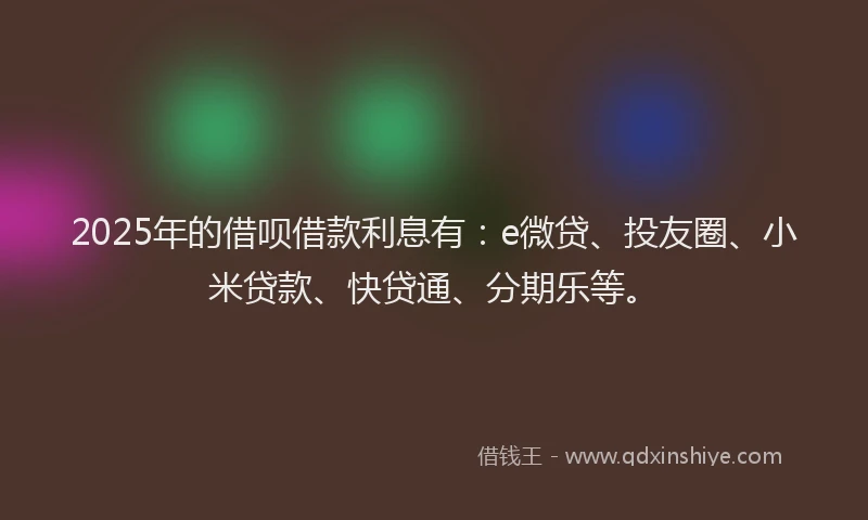 2025年的借呗借款利息有：e微贷、投友圈、小米贷款、快贷通、分期乐等。