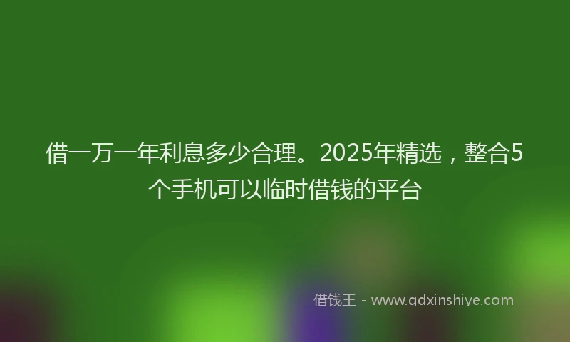 借一万一年利息多少合理。2025年精选，整合5个手机可以临时借钱的平台