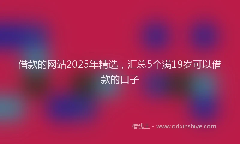 借款的网站2025年精选，汇总5个满19岁可以借款的口子
