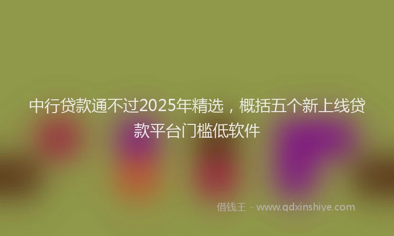 中行贷款通不过2025年精选，概括五个新上线贷款平台门槛低软件